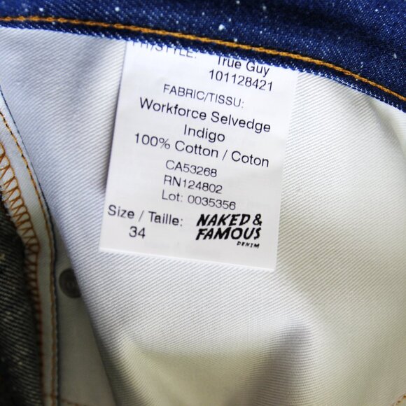 BNWT SS25 NAKED & FAMOUS WORKFORCE SELVEDGE DENIM JEANS 30 & 32 - Picture 11 of 16